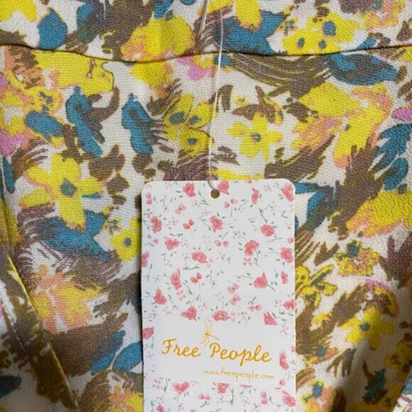 Free People Women's Yellow Floral Mini Dress New with tags - Picture 3 of 13